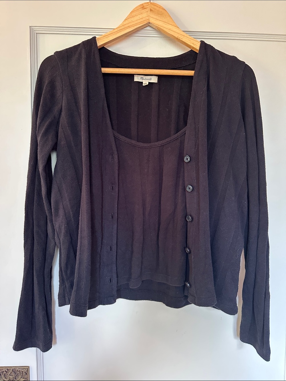 Madewell Black Ribbed Camisole Sweater Set